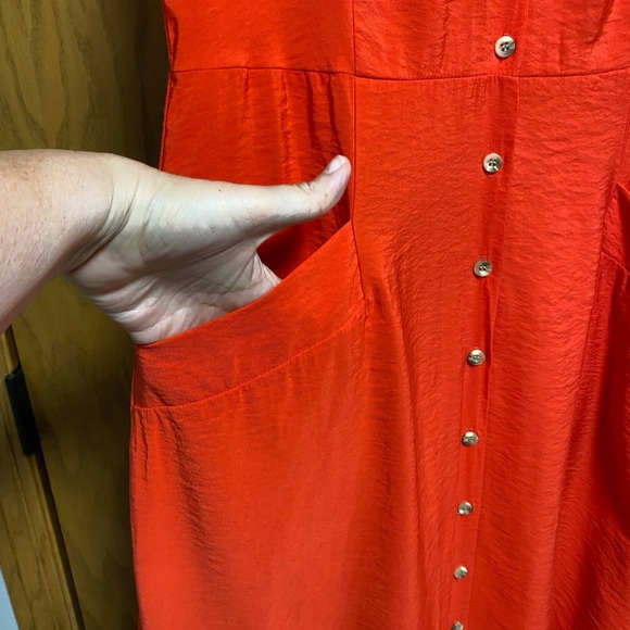 WHISTLES Red Frill Sleeve Button Dress - SIZE 8 - EUC - Picture 3 of 10